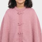 Girls' Pink Crew Neck Bow Accent Pullover, Pink, small