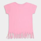 Girls' Bright Pink Cotton Round Neck Casual T-Shirt, Pink, small image number null
