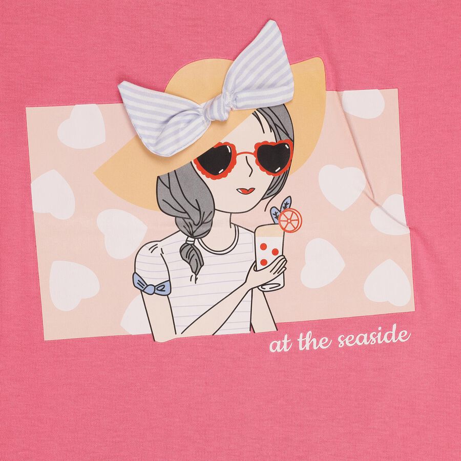 Girls' 100% Cotton T-Shirt , Pink, large