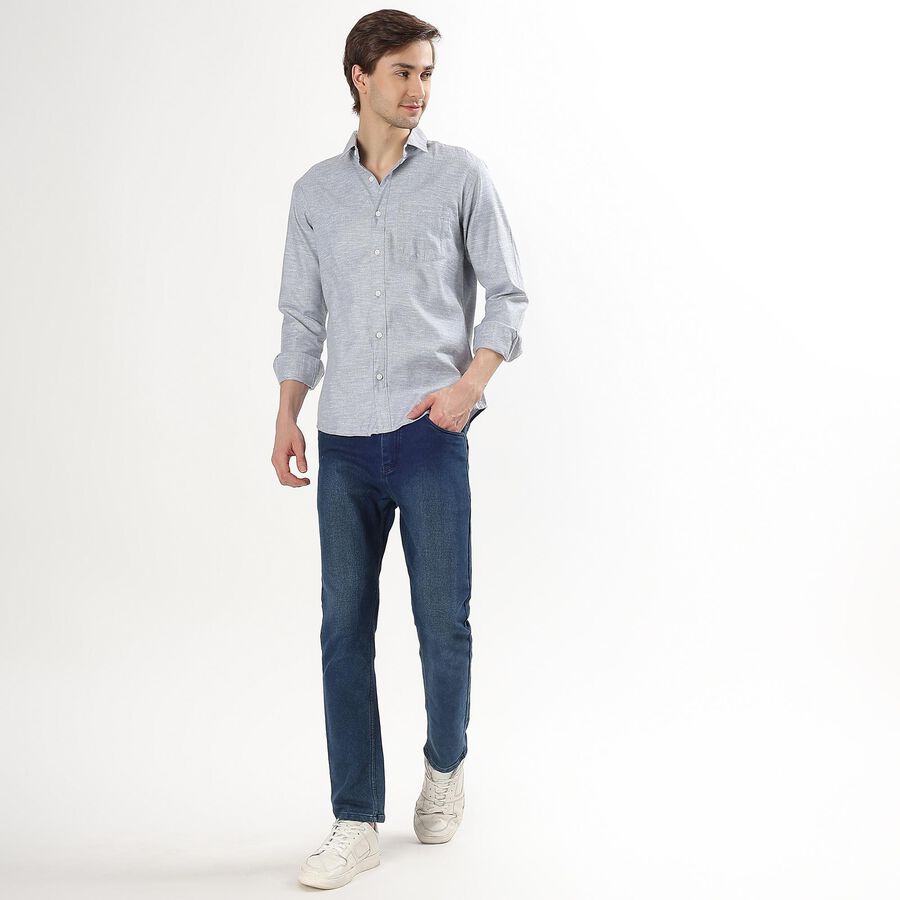 Men's Light Grey Slim Fit Casual Shirt, Light Grey, large image number null