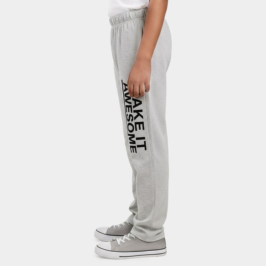 Boys Grey Straight Fit Graphic Printed Pyjama, एक्रू मिश्रित, large