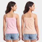 Girls Pink Cotton Square Neck Sleeveless Vest, हल्का गुलाबी, small