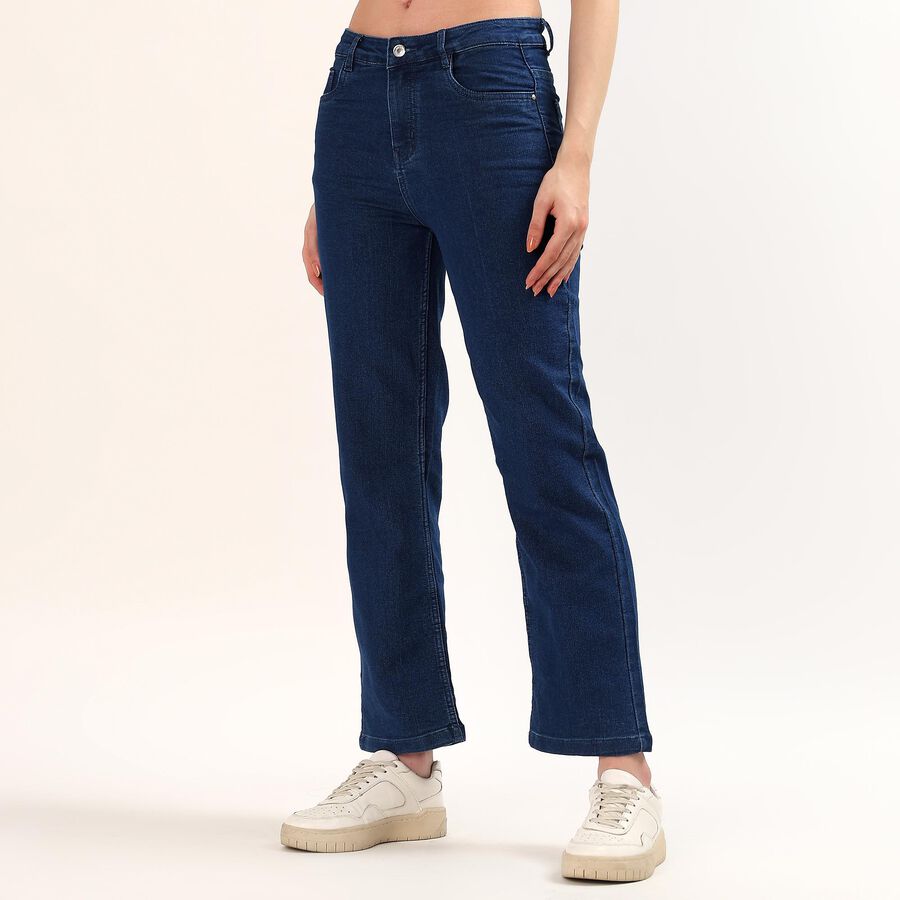 Women's Blue Skinny Fit Washed Jeans, गहरा नीला, large