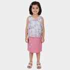 Girls White Floral Sleeveless Top and Pink Skirt Set, Light Pink, small