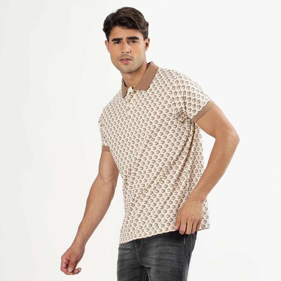 Men's 100% Cotton Collared Half Sleeves T-Shirt , एक्रू मिश्रित, large image number null