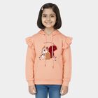 Girls' Soft Peach Hooded Ruffle Sleeve Graphic Sweatshirt, Peach, small image number null