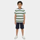 Boys Green Cotton Round Neck Adventure Printed T-Shirt, गहरा हरा, small