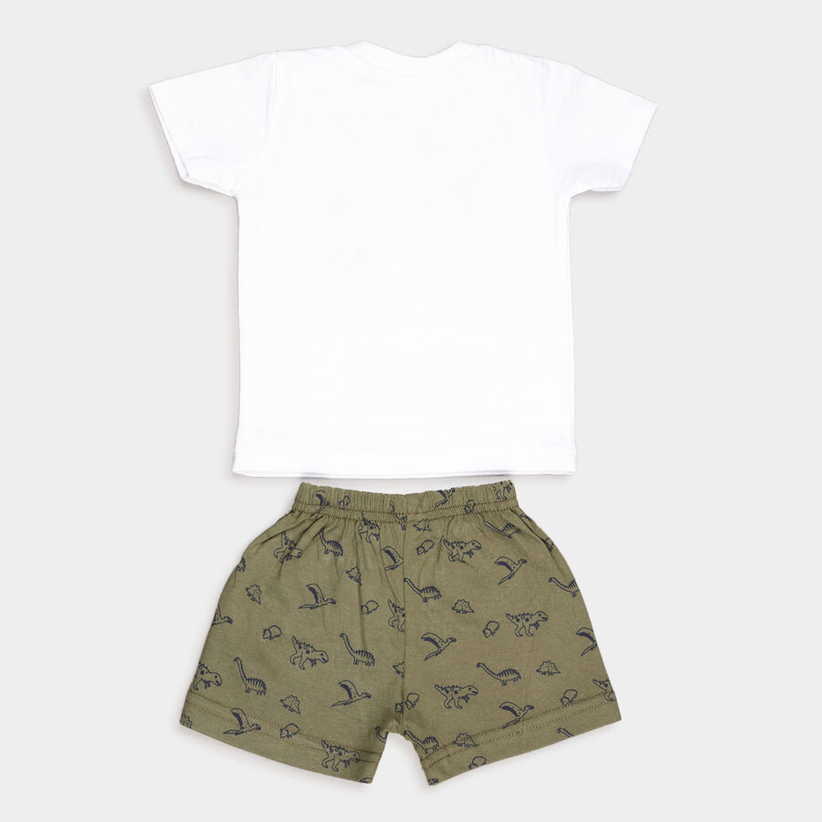 Infants Cotton Round Neck Baba Suit, Olive, large image number null