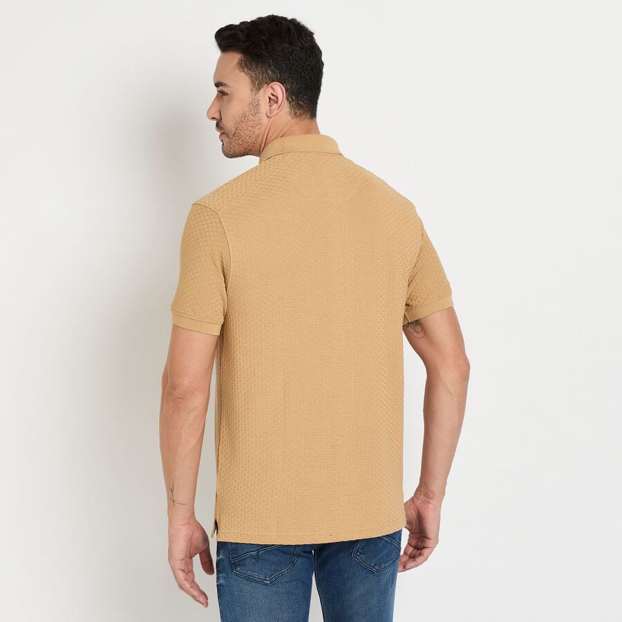 Men's Collared Half Sleeves T-Shirt, Beige, large image number null