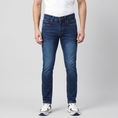 Men's Blue Slim Fit Faded Jeans