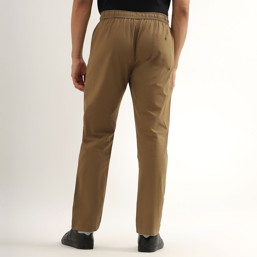 Men's 100% Cotton Jogger Track Pants, Khaki, large