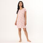 Women's Pink V-Neck Lace Trim Nighty, Light Pink, small