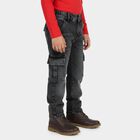 Boys' Dark Grey Regular Fit Solid Jeans, गहरा ग्रे, small