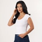 Women's White Round Neck Graphic T-Shirt, White, small