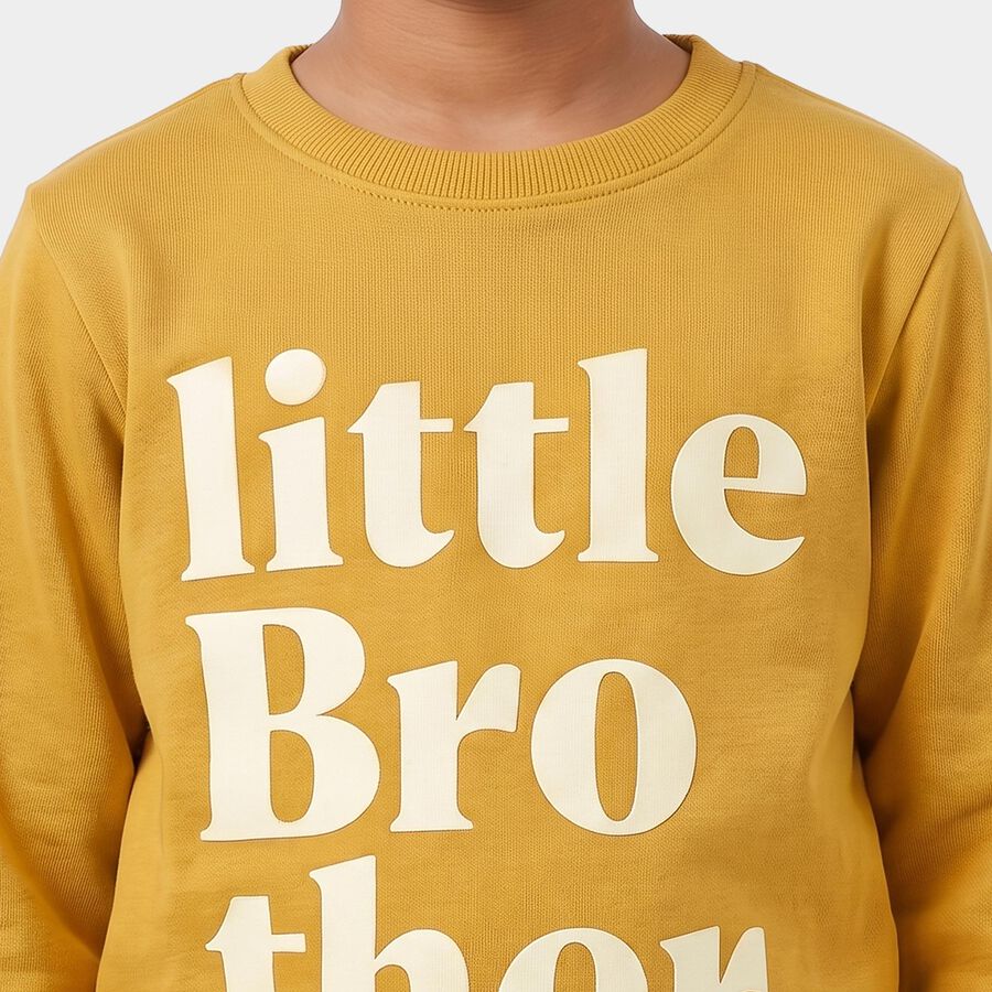 Boys' Mustard Crew Neck Pullover Sweatshirt, Mustard, large