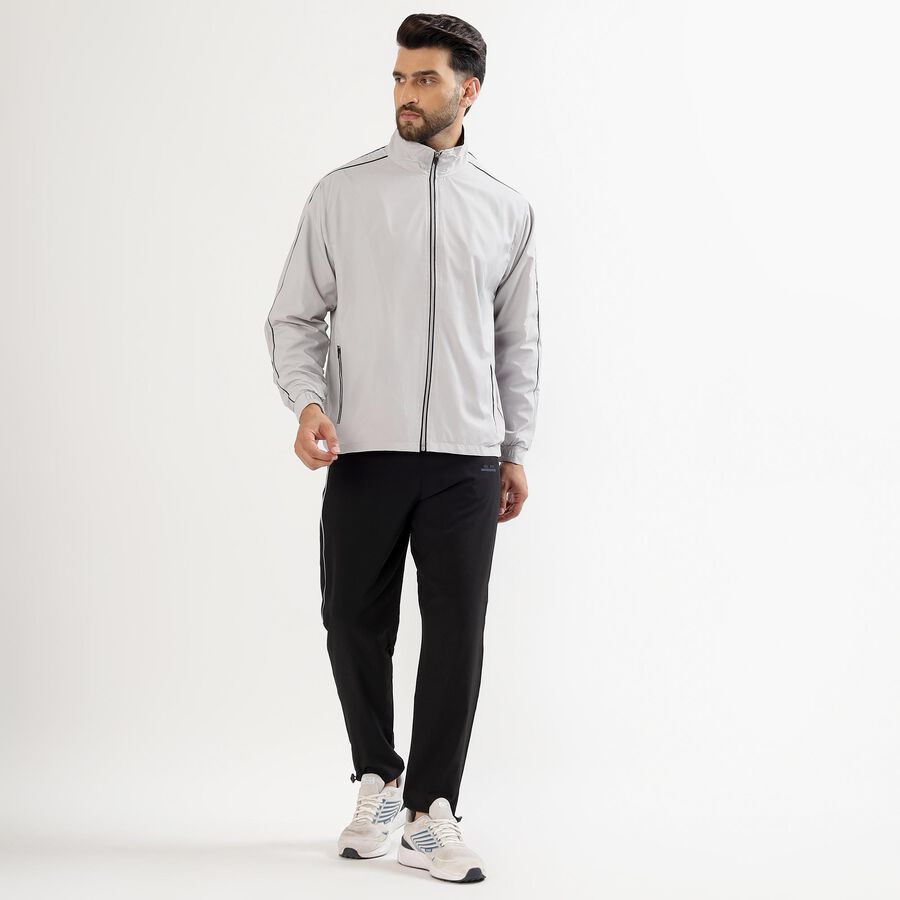 Men's Light Grey High Neck Casual Jacket, हल्का ग्रे, large image number null