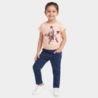 Girls Light Pink Cotton Round Neck Regular T-Shirt, Light Pink, small