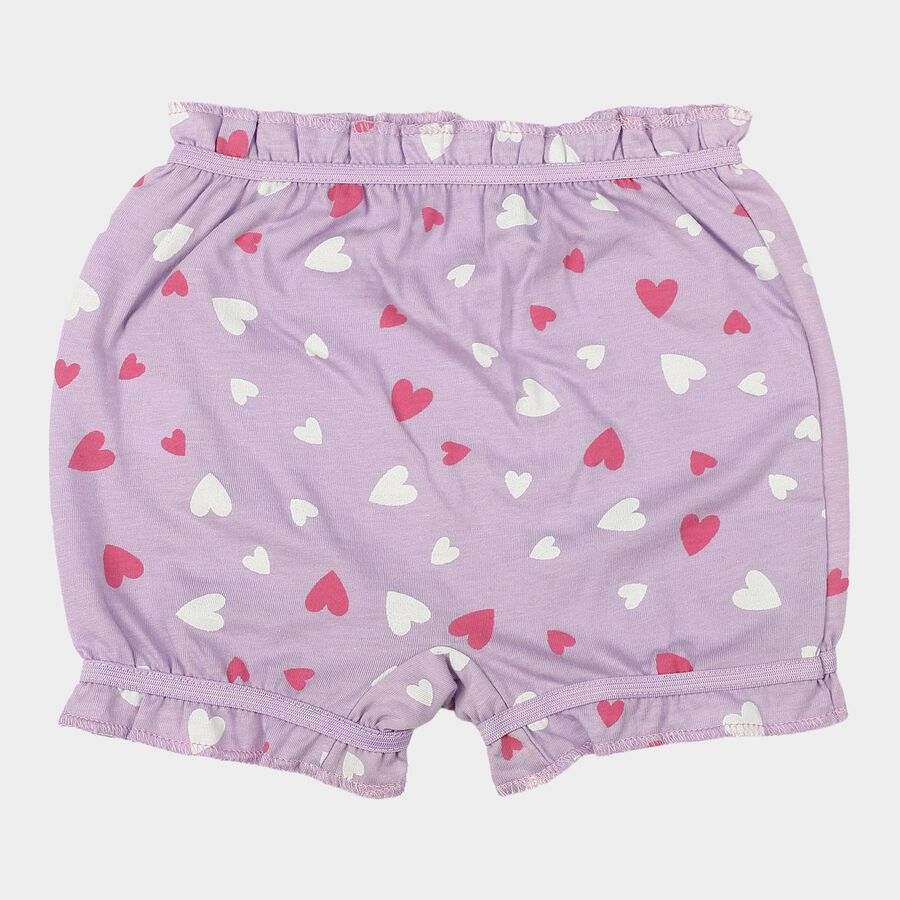 Girls' Lavender Regular Fit Heart Print Bloomer, Lilac, large
