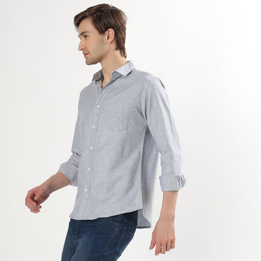 Men's Light Grey Slim Fit Casual Shirt, Light Grey, large image number null