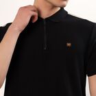 Men's Jet Black Polo Collar Casual T-Shirt, Black, small