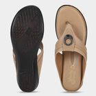 Women's Beige Embellished Thong Sandals, Beige, small