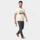 Men Beige Round Neck Regular T-Shirt, Beige, small