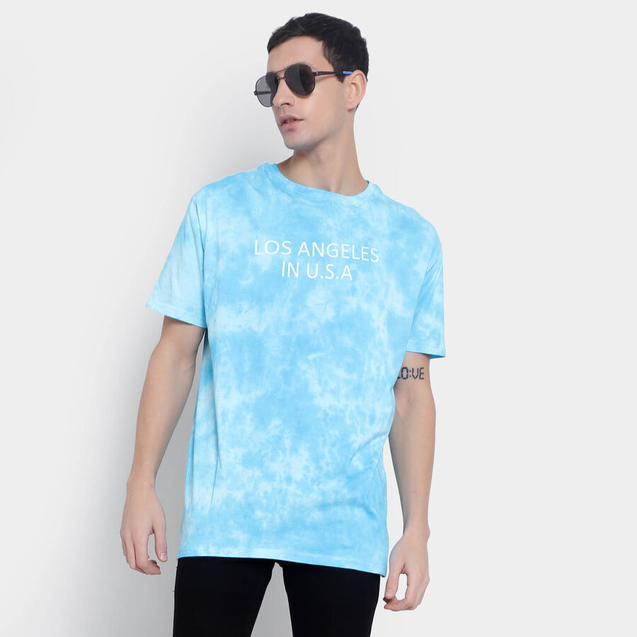 Cotton Round Neck T-Shirt, Sky Blue, large image number null