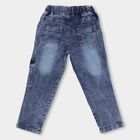 Boys' Stonewashed Blue Regular Fit Embroidered Jeans, गहरा नीला, small image number null