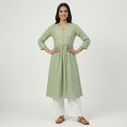 Women's Green Cotton Casual Kurta, Light Green, small