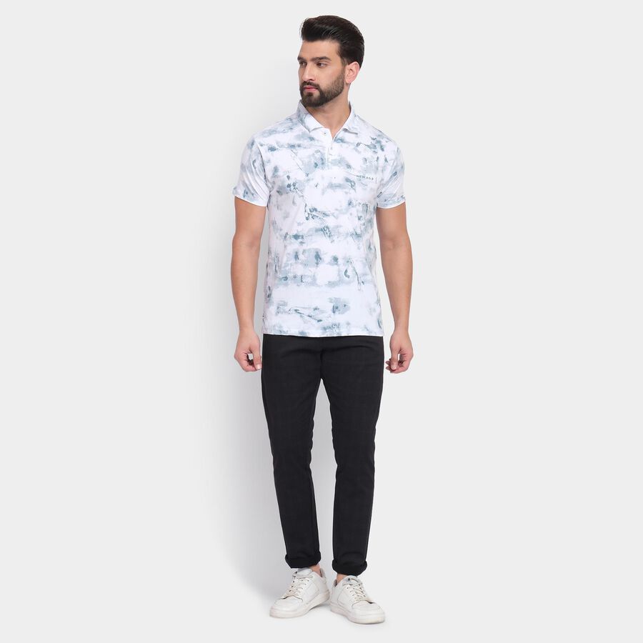Men's 100% Cotton Collared Half Sleeves T-Shirt, हल्का नीला, large