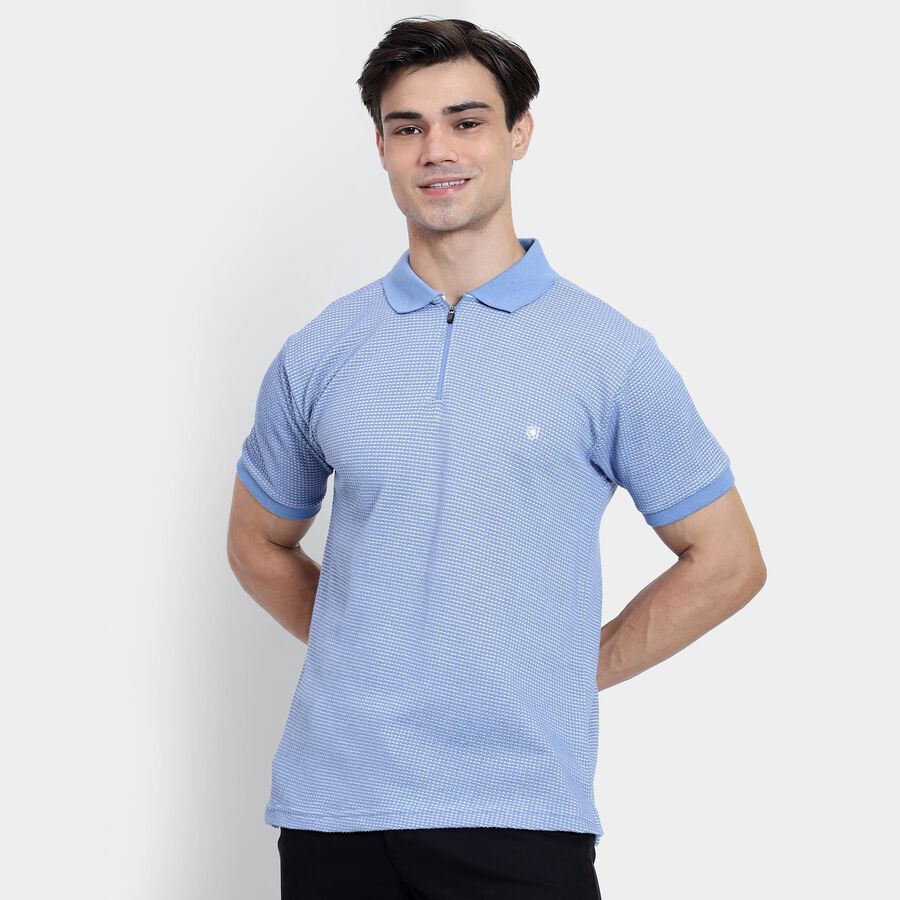 Men's Collared Half Sleeves T-Shirt , हल्का नीला, large image number null