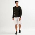 Men's Dark Olive Green Crew Neck Casual Full Sleeve T-Shirt , खाकी, small image number null