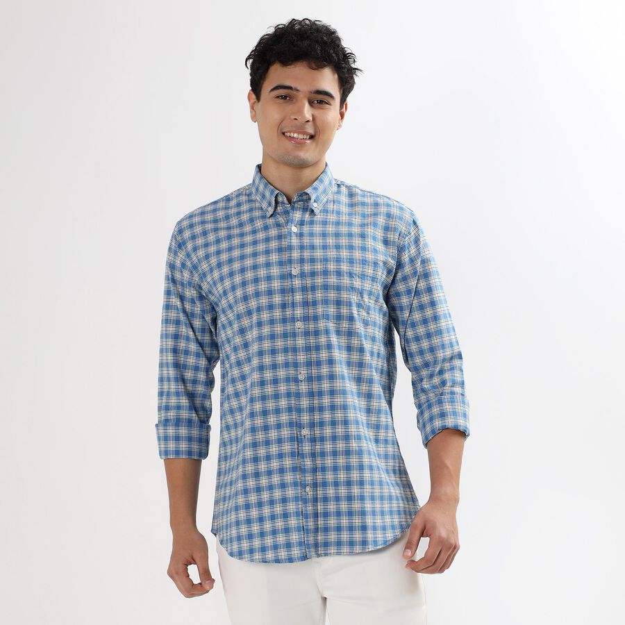 Men's 100% Cotton Casual Shirt , Light Blue, large image number null