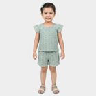 Girls Mint Green Round Neck Short Upper and Bottom Set, Light Green, small
