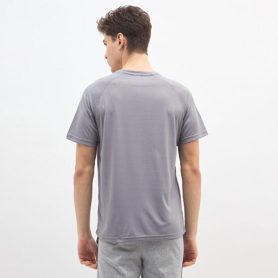 Men's Dark Grey Crew Neck Athleisure Drifit T-Shirt, गहरा ग्रे, large