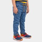 Boys Light Blue Straight Fit Drawstring Jeans, हल्का नीला, small