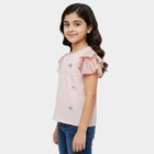 Girls Pink Cotton Round Neck Graphic Printed T-Shirt, हल्का गुलाबी, small
