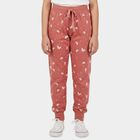 Girls Pink Regular Fit Solid Pyjama, हल्का गुलाबी, small