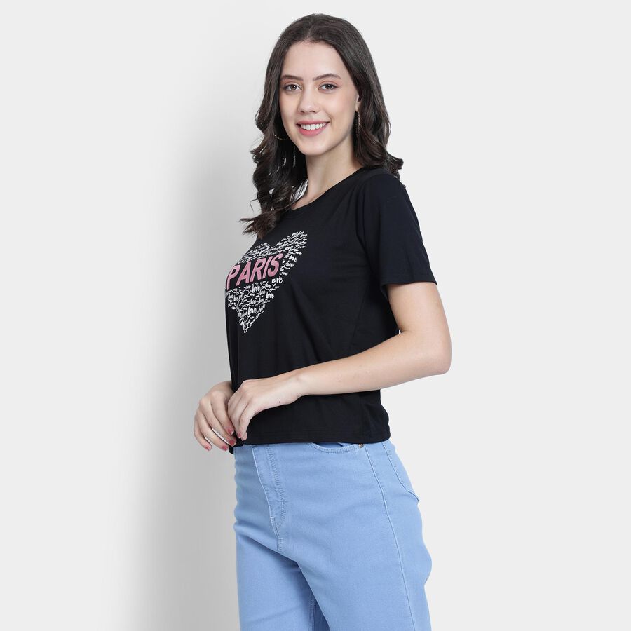 Ladies' Round Neck T-Shirt , Black, large image number null