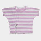 Girls' Lilac Round Neck Casual T-Shirt, लाइलेक, small