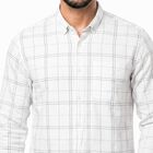 Men's White Cotton Long Sleeve Button-Down Regular Fit Casual Shirt, सफ़ेद, small