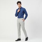 Men's Grey Slim Fit Flat-Front Formal Trousers, हल्का ग्रे, small
