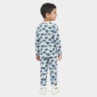 Boys White 100% Cotton Round Neck Palm Print Baba Suit, White, small