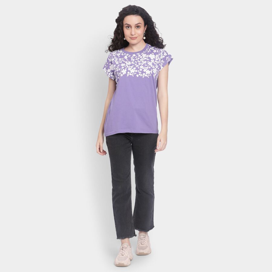 Ladies' Round Neck T-Shirt , Purple, large image number null