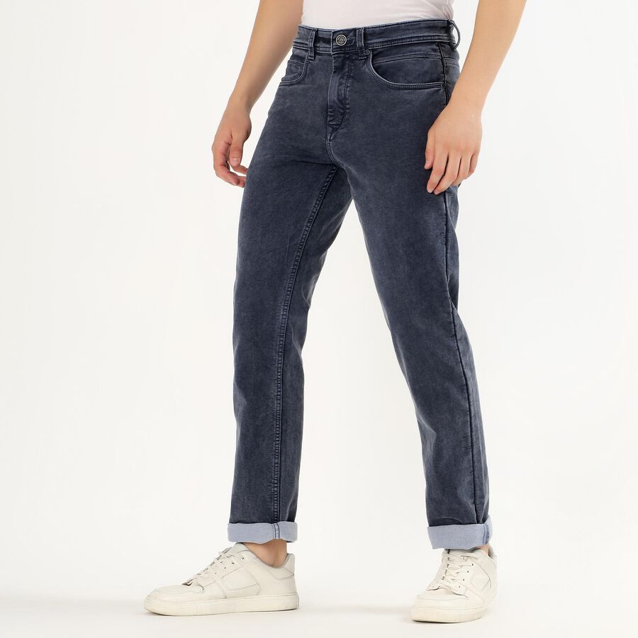 Men's Washed Indigo Slim Fit Jeans, Dark Blue, large