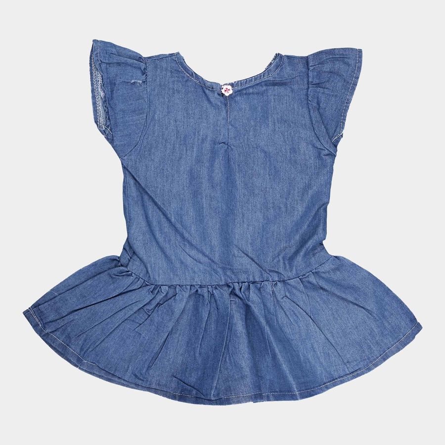 Infants Round Neck Frock, Light Blue, large image number null