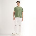 Men's Light Sage Green Round Neck Casual T-Shirt, Light Green, small