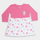Infants' Bright Pink and White Floral Printed Long Sleeve Frock, Pink, small image number null