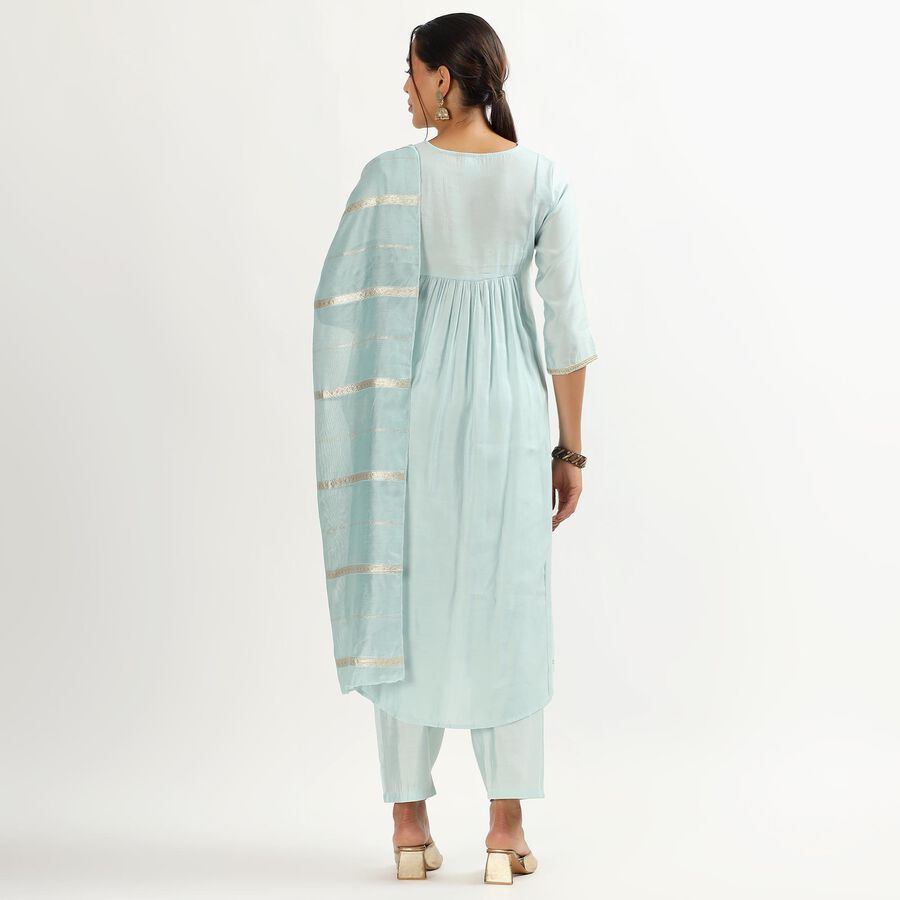 Women's Light Powder Blue Embroidered Ethnic Set, Light Blue, large