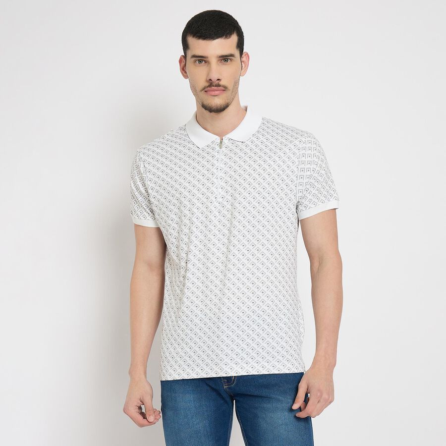 Men's 100% Cotton Collared Half Sleeves T-Shirt , सफ़ेद, large image number null